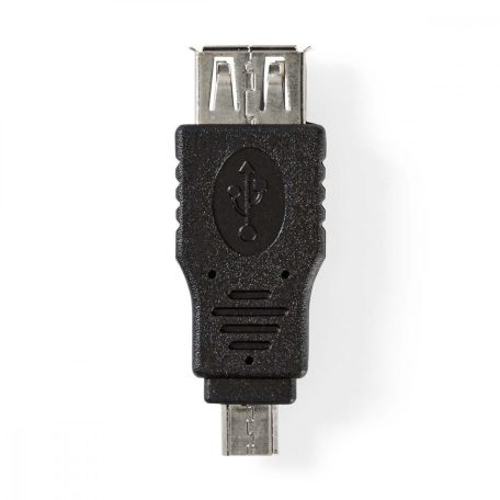 USB Mikro-B Adapter | USB 2.0 | USB Micro-B Dugasz | USB-A Aljzat | 480 Mbps | OTG | Nikkelezett | PVC | Fekete | Boríték