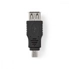 USB Mikro-B Adapter | USB 2.0 | Mini 5-Pin Dugasz | USB-A Aljzat | 480 Mbps | Nikkelezett | PVC | Fekete | Műanyag Zacskó