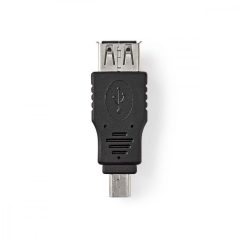   USB Mikro-B Adapter | USB 2.0 | Mini 5-Pin Dugasz | USB-A Aljzat | 480 Mbps | Nikkelezett | PVC | Fekete | Műanyag Zacskó