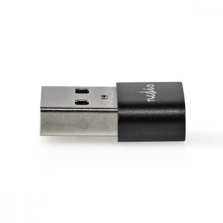 USB-A Adapter | USB 2.0 | USB-A Dugasz | USB-C™ Aljzat | 480 Mbps | Kerek | Nikkelezett | Fekete | Boríték