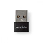 USB-A Adapter | USB 2.0 | USB-A Dugasz | USB-C™ Aljzat | 480 Mbps | Kerek | Nikkelezett | Fekete | Boríték