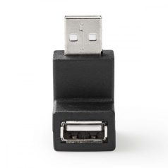  USB-A Adapter | USB 2.0 | USB-A Dugasz | USB-A Aljzat | 480 Mbps | Kerek | Nikkelezett | PVC | Fekete | Boríték