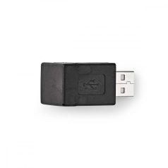   USB-A Adapter | USB 2.0 | USB-A Dugasz | USB-A Aljzat | 480 Mbps | Kerek | Nikkelezett | PVC | Fekete | Boríték