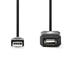   Aktív USB-kábel | USB 2.0 | USB-A Dugasz | USB-A Aljzat | 480 Mbps | 5.00 m | Kerek | Nikkelezett | PVC | Réz | Boríték