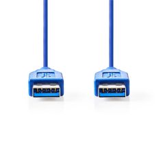   USB kábel | USB 3.2 Gen 1 | USB-A Dugasz | USB-A Dugasz | 5 Gbps | Nikkelezett | 1.00 m | Kerek | PVC | Kék | Boríték