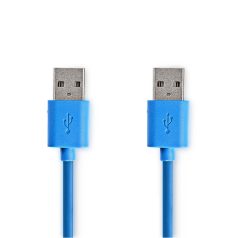   USB kábel | USB 3.2 Gen 1 | USB-A Dugasz | USB-A Dugasz | 5 Gbps | Nikkelezett | 2.00 m | Kerek | PVC | Kék | Boríték