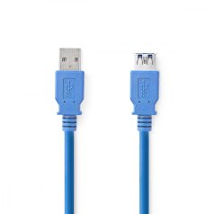   USB kábel | USB 3.2 Gen 1 | USB-A Dugasz | USB-A Aljzat | 5 Gbps | Nikkelezett | 2.00 m | Kerek | PVC | Kék | Boríték