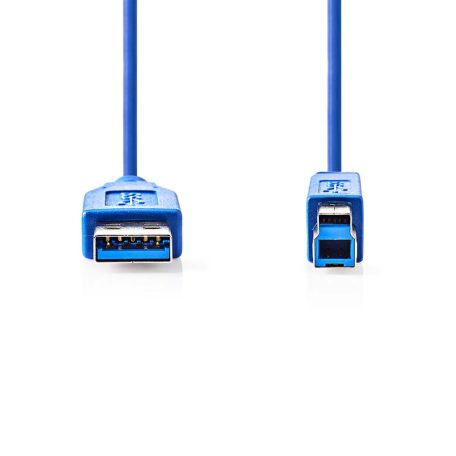 USB kábel | USB 3.2 Gen 1 | USB-A Dugasz | USB-B Dugasz | 5 Gbps | Nikkelezett | 3.00 m | Kerek | PVC | Kék | Boríték
