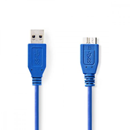 USB kábel | USB 3.2 Gen 1 | USB-A Dugasz | USB Micro-B Dugasz | 5 Gbps | Nikkelezett | 2.00 m | Kerek | PVC | Kék | Műanyag Zacskó