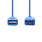 USB kábel | USB 3.2 Gen 1 | USB-A Dugasz | USB Micro-B Dugasz | 5 Gbps | Nikkelezett | 2.00 m | Kerek | PVC | Kék | Műanyag Zacskó