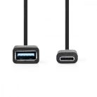 USB-C™ Adapter | USB 3.2 Gen 1 | USB-C™ Dugasz | USB-A Aljzat | 5 Gbps | 0.15 m | Kerek | Nikkelezett | PVC | Fekete | Boríték
