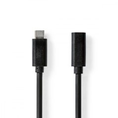   USB kábel | USB 3.2 Gen 1 | USB-C™ Dugasz | USB-C™ Aljzat | 5 W | 5 Gbps | Nikkelezett | 1.00 m | Kerek | PVC | Fekete | Boríték