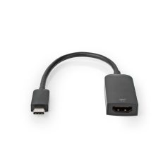   USB-C™ Adapter | USB 3.2 Gen 1 | USB-C™ Dugasz | HDMI™ Kimenet | 4K@60Hz | 0.20 m | Kerek | Nikkelezett | PVC | Fekete | Műanyag Zacskó