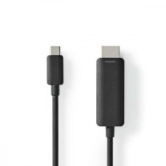   USB-C™ Adapter | USB 3.2 Gen 1 | USB-C™ Dugasz | HDMI™ Csatlakozó | 4K@60Hz | 2.00 m | Kerek | Nikkelezett | PVC | Fekete | Műanyag Zacskó