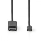 USB-C™ Adapter | USB 3.2 Gen 1 | USB-C™ Dugasz | HDMI™ Csatlakozó | 4K@60Hz | 2.00 m | Kerek | Nikkelezett | PVC | Fekete | Műanyag Zacskó