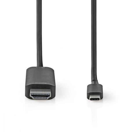 USB-C™ Adapter | USB 3.2 Gen 1 | USB-C™ Dugasz | HDMI™ Csatlakozó | 4K@60Hz | 2.00 m | Kerek | Nikkelezett | PVC | Fekete | Műanyag Zacskó