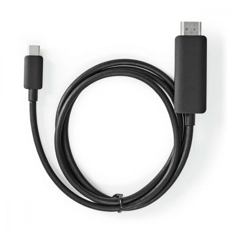 USB-C™ Adapter | USB 3.2 Gen 1 | USB-C™ Dugasz | HDMI™ Csatlakozó | 4K@60Hz | 2.00 m | Kerek | Nikkelezett | PVC | Fekete | Műanyag Zacskó