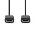 USB kábel | USB 3.2 Gen 2 | USB-C™ Dugasz | USB-C™ Dugasz | 100 W | 8K@30Hz | 10 Gbps | Nikkelezett | 1.00 m | Kerek | PVC | Fekete | Boríték
