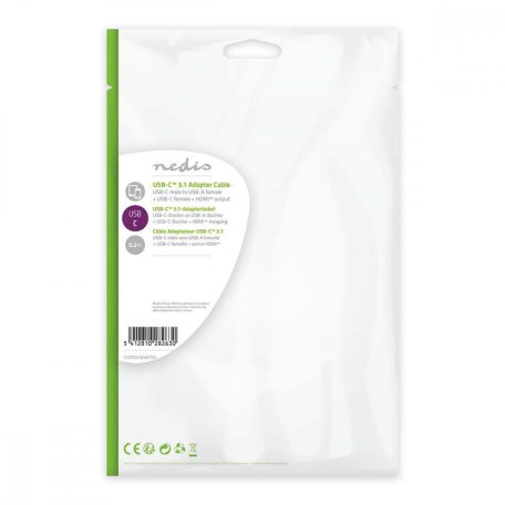 USB Többportos Adapter | USB 3.2 Gen 1 | USB-C™ Dugasz | HDMI™ Kimenet / USB-A Aljzat / USB-C™ Aljzat | 5 Gbps | 0.20 m | Kerek | Nikkelezett | PVC | Fehér | Műanyag Zacskó