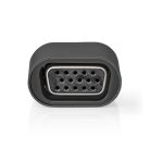 USB-C™ Adapter | USB 3.2 Gen 1 | USB-C™ Dugasz | VGA Aljzat | Full HD 1080p | Kerek | Nikkelezett | Fekete / Szürke | Boríték