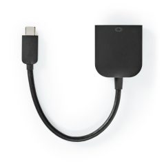   USB-C™ Adapter | USB 3.2 Gen 1 | USB-C™ Dugasz | VGA Aljzat | 1920x1200 | 5 Gbps | 0.20 m | Kerek | Nikkelezett | PVC | Fekete | Műanyag Zacskó
