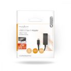 USB hálózati adapter | USB 3.2 Gen 1 | 2.5 Gbps | USB-C™ Dugasz | RJ45 Aljzat | 0.2 m | Kerek | Aranyozott | Ónozott Réz | Fekete | Boríték
