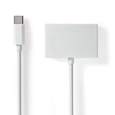 USB-C™ Adapter | USB 2.0 | USB-C™ Dugasz | 3.5 mm Aljzat | 0.10 m | Kerek | Nikkelezett | ABS/PVC | Fehér | Boríték