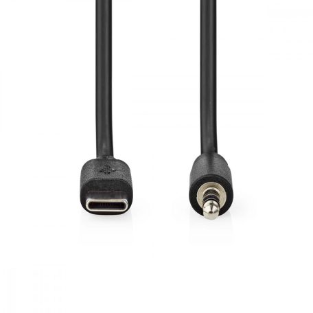 USB-C™ Adapter | USB 2.0 | USB-C™ Dugasz | 3.5 mm Dugasz | 1.00 m | Kerek | Nikkelezett | PVC | Fekete | Boríték