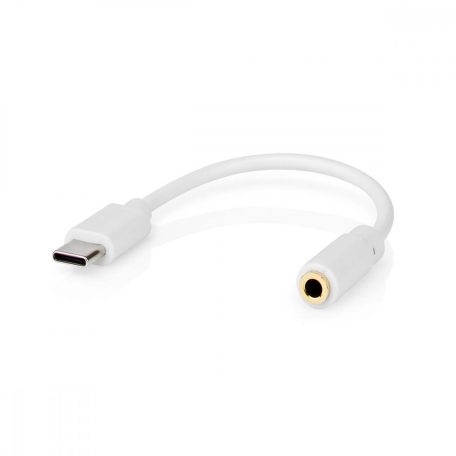 USB-C™ Adapter | USB 2.0 | USB-C™ Dugasz | 3.5 mm Aljzat | 0.10 m | Kerek | Nikkelezett | PVC | Fehér | Műanyag Zacskó