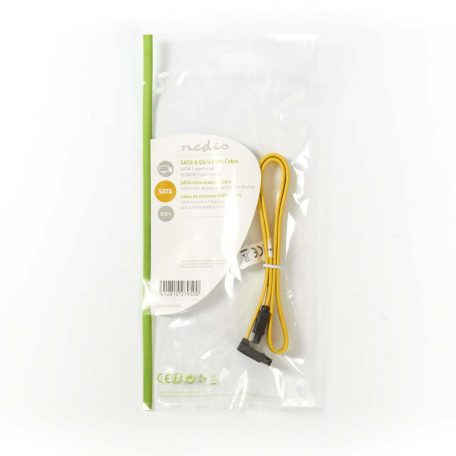 SATA kábel | 6 Gbps | SATA 7-Tűs Aljzat | SATA 7-Tűs Aljzat | Nikkelezett | 0.50 m | Lapos | PVC | Sárga | Műanyag Zacskó