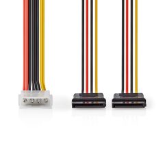   Belső hálózati kábel | Molex Dugasz | 2x SATA 15-Tűs Aljzat | Aranyozott | 0.15 m | Kerek | PVC | Többszínű | Boríték