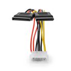 Belső hálózati kábel | Molex Dugasz | 2x SATA 15-Tűs Aljzat | Aranyozott | 0.15 m | Kerek | PVC | Többszínű | Boríték