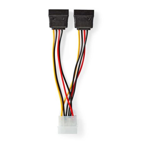 Belső hálózati kábel | Molex Dugasz | 2x SATA 15-Tűs Aljzat | Aranyozott | 0.15 m | Kerek | PVC | Többszínű | Boríték