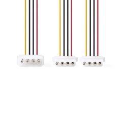   Belső hálózati kábel | Molex Dugasz | 2x Molex Aljzat | Aranyozott | 0.20 m | Kerek | PVC | Többszínű | Műanyag Zacskó