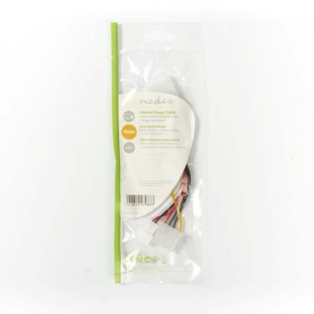 Belső hálózati kábel | Molex Dugasz | Molex Aljzat / 3-Tűs Ventilátor Tápellátás | Aranyozott | 0.20 m | Kerek | PVC | Többszínű | Műanyag Zacskó