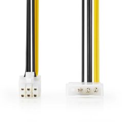   Belső hálózati kábel | Molex Dugasz | PCI Express Dugasz | Aranyozott | 0.20 m | Kerek | PVC | Fekete / Sárga | Boríték