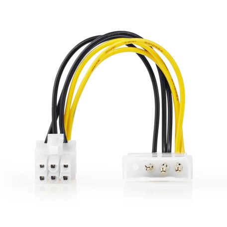 Belső hálózati kábel | Molex Dugasz | PCI Express Dugasz | Aranyozott | 0.20 m | Kerek | PVC | Fekete / Sárga | Boríték