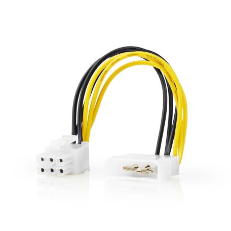 Belső hálózati kábel | Molex Dugasz | PCI Express Dugasz | Aranyozott | 0.20 m | Kerek | PVC | Fekete / Sárga | Boríték