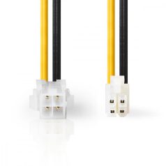   Belső hálózati kábel | P4 Dugasz | P4 Aljzat | Aranyozott | 0.20 m | Kerek | PVC | Fekete / Sárga | Műanyag Zacskó