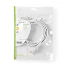 CAT5e hálózati kábel | U/UTP | RJ45 Dugasz | RJ45 Dugasz | 3.00 m | Kerek | PVC | Fehér | Műanyag Zacskó