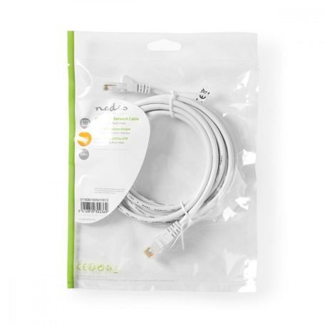 CAT5e hálózati kábel | U/UTP | RJ45 Dugasz | RJ45 Dugasz | 3.00 m | Kerek | PVC | Fehér | Műanyag Zacskó