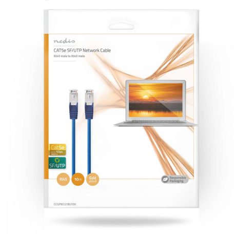 CAT5e hálózati kábel | SF/UTP | RJ45 Dugasz | RJ45 Dugasz | 10.0 m | Kerek | PVC | Kék | Boríték