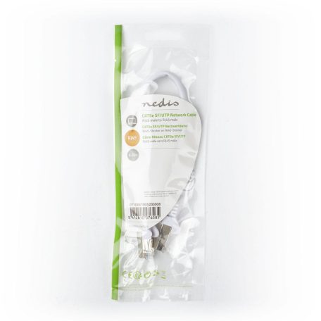 CAT5e hálózati kábel | SF/UTP | RJ45 Dugasz | RJ45 Dugasz | 0.30 m | Kerek | PVC | Fehér | Műanyag Zacskó