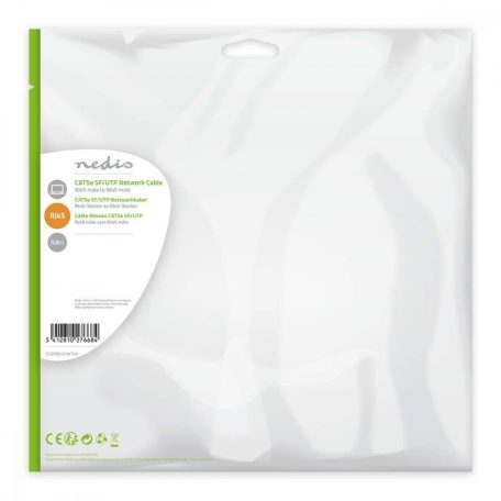 CAT5e hálózati kábel | SF/UTP | RJ45 Dugasz | RJ45 Dugasz | 5.00 m | Kerek | PVC | Fehér | Műanyag Zacskó