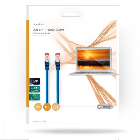 CAT6 hálózati kábel | RJ45 Dugasz | RJ45 Dugasz | S/FTP | 20.0 m | Kerek | LSZH | Kék | Műanyag Zacskó