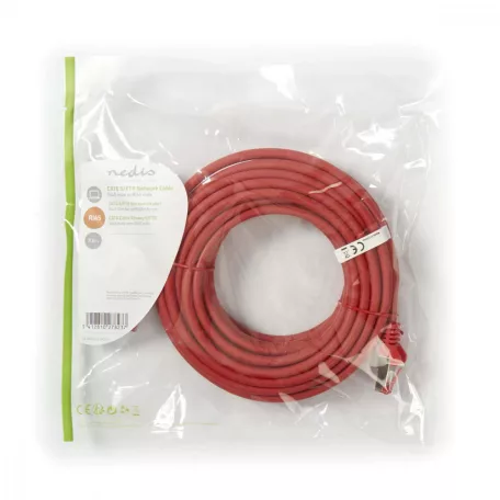 Cat 6 kábel | RJ45 Dugasz | RJ45 Dugasz | S/FTP | 7.50 m | Kerek | LSZH | Piros | Műanyag Zacskó