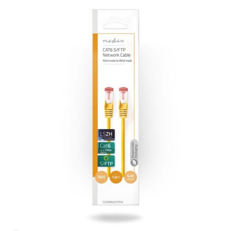 CAT6 hálózati kábel | RJ45 Dugasz | RJ45 Dugasz | S/FTP | 1.00 m | Kerek | LSZH | Sárga | Boríték