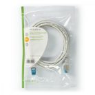 CAT6a hálózati kábel | S/FTP | RJ45 Dugasz | RJ45 Dugasz | 2.00 m | Snagless | Kerek | LSZH | Fehér | Műanyag Zacskó