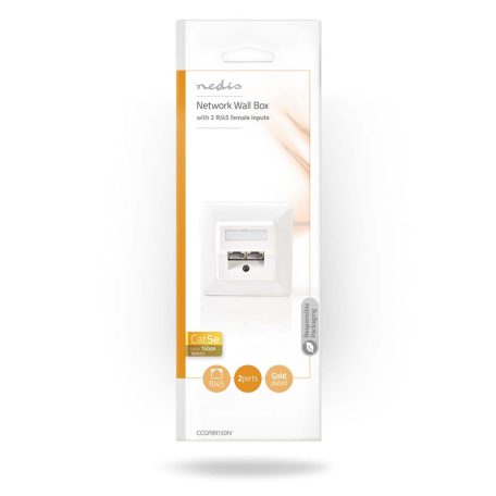 Hálózati fali doboz | Belső falazat | 2-Port port(s) | CAT5e | Egyenes | Aljzat | Aranyozott | PVC | Fehér | Boríték
