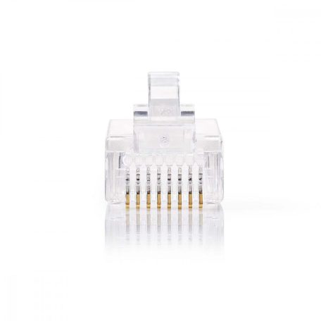 RJ45 csatlakozó | Dugasz | UTP CAT5 | Egyenes | Aranyozott | 10 db | PVC | Átlátszó | Műanyag Zacskó